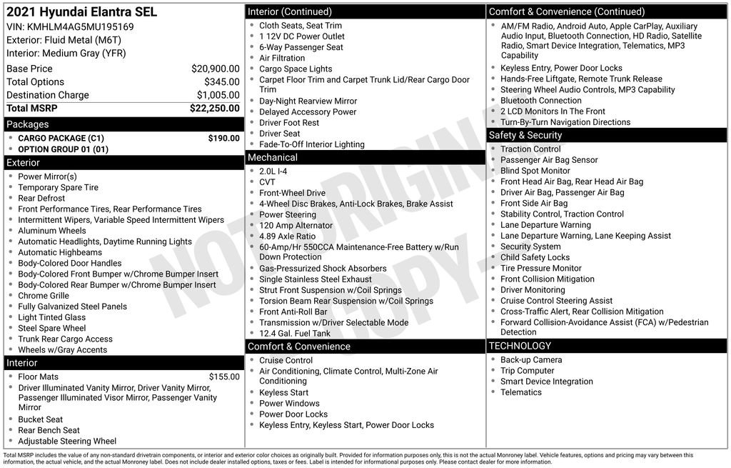 Used 2021 Hyundai Elantra SEL w/ Cargo Package FWD image 20