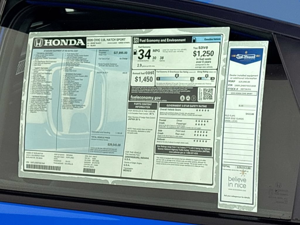 New 2026 Honda Civic Sport image 23
