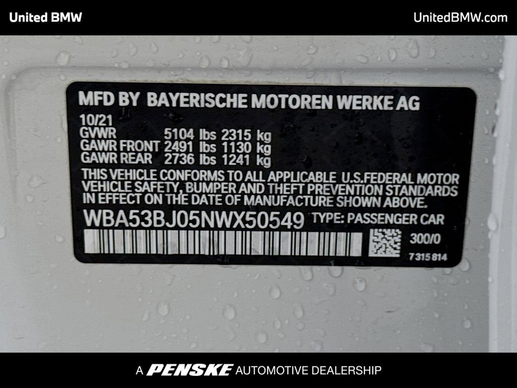 Used 2022 BMW 540i w/ M Sport Package RWD image 15