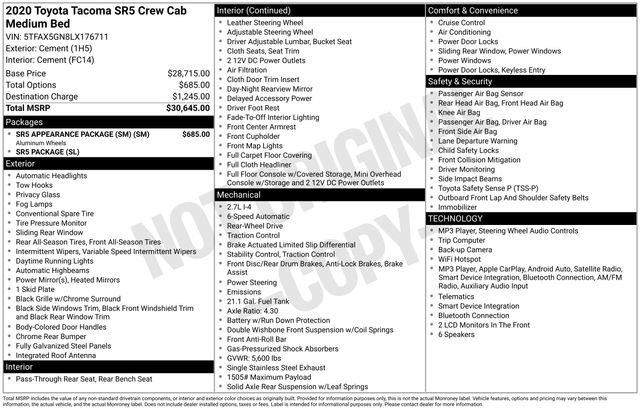 Used 2020 Toyota Tacoma SR5 w/ SR5 Appearance Package (SM) RWD image 12