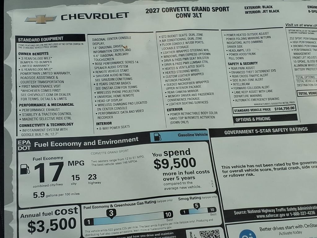 New 2027 Chevrolet Corvette Grand Sport w/ Z52 Sport Performance Package RWD image 14