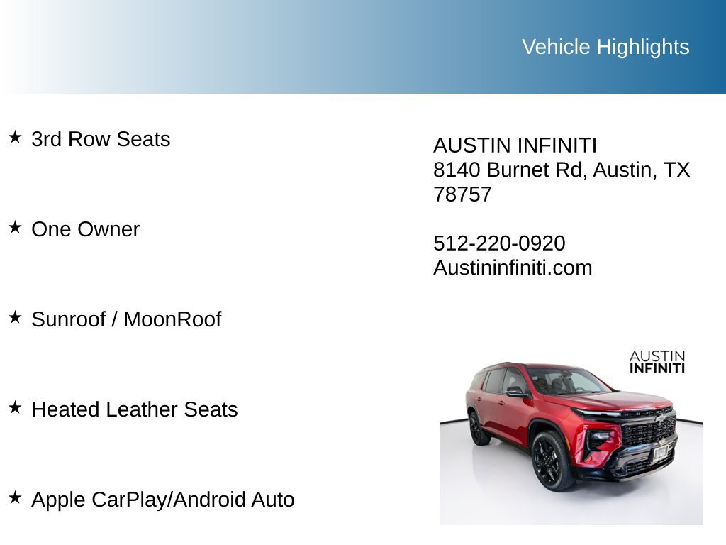 Used 2026 Chevrolet Traverse RS w/ LPO, Floor Liner Package FWD image 10