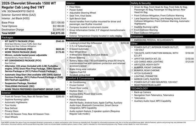 New 2026 Chevrolet Silverado 1500 W/T w/ WT Safety Package image 2