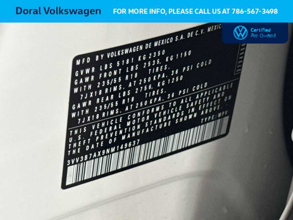 Certified 2022 Volkswagen Tiguan SE FWD image 29