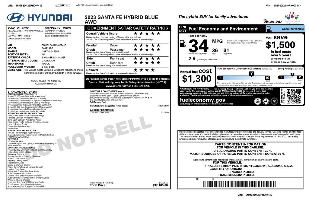 Used 2023 Hyundai Santa Fe Blue AWD/4WD image 3