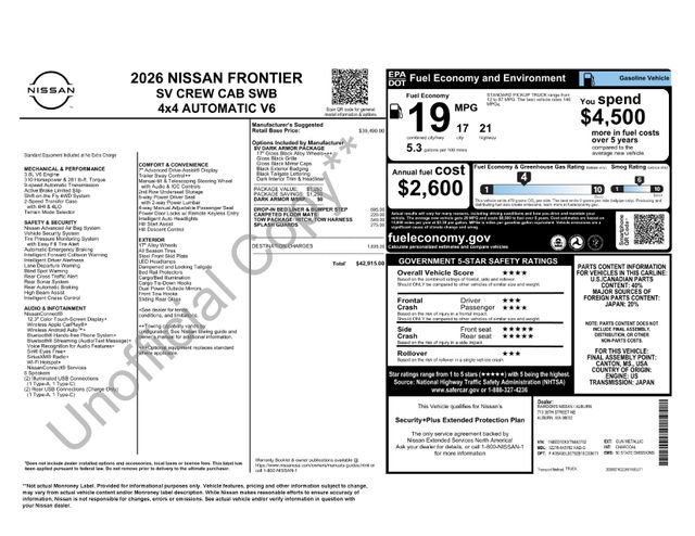 New 2026 Nissan Frontier SV w/ Tow Package AWD/4WD image 30