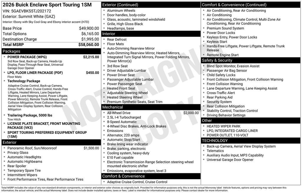 New 2026 Buick Enclave Sport Touring w/ Power Package AWD/4WD image 40