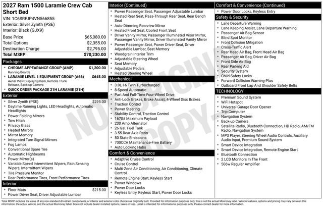 New 2027 RAM 1500 Laramie w/ Chrome Appearance Group AWD/4WD image 4