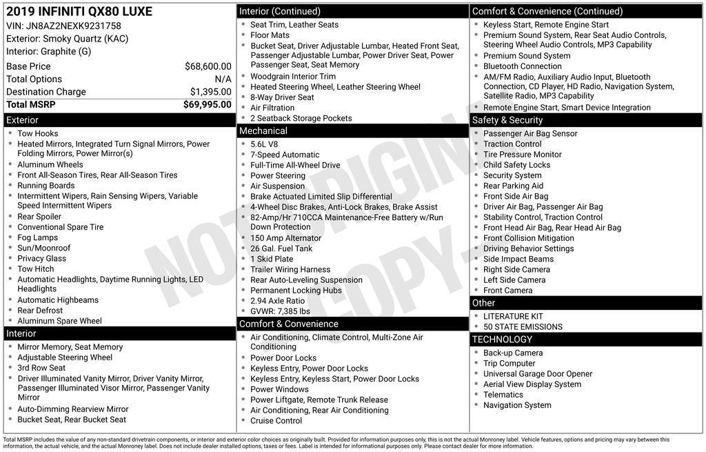Used 2019 INFINITI QX80 Luxe AWD/4WD image 36