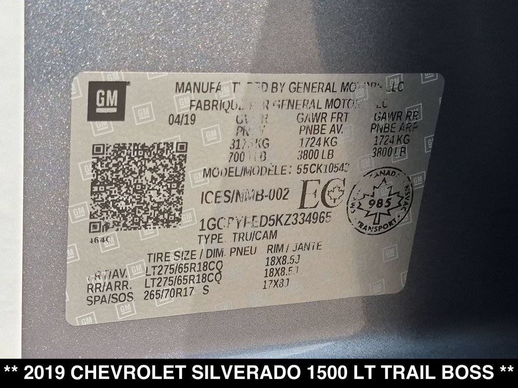 Used 2019 Chevrolet Silverado 1500 LT Trail Boss AWD/4WD image 29