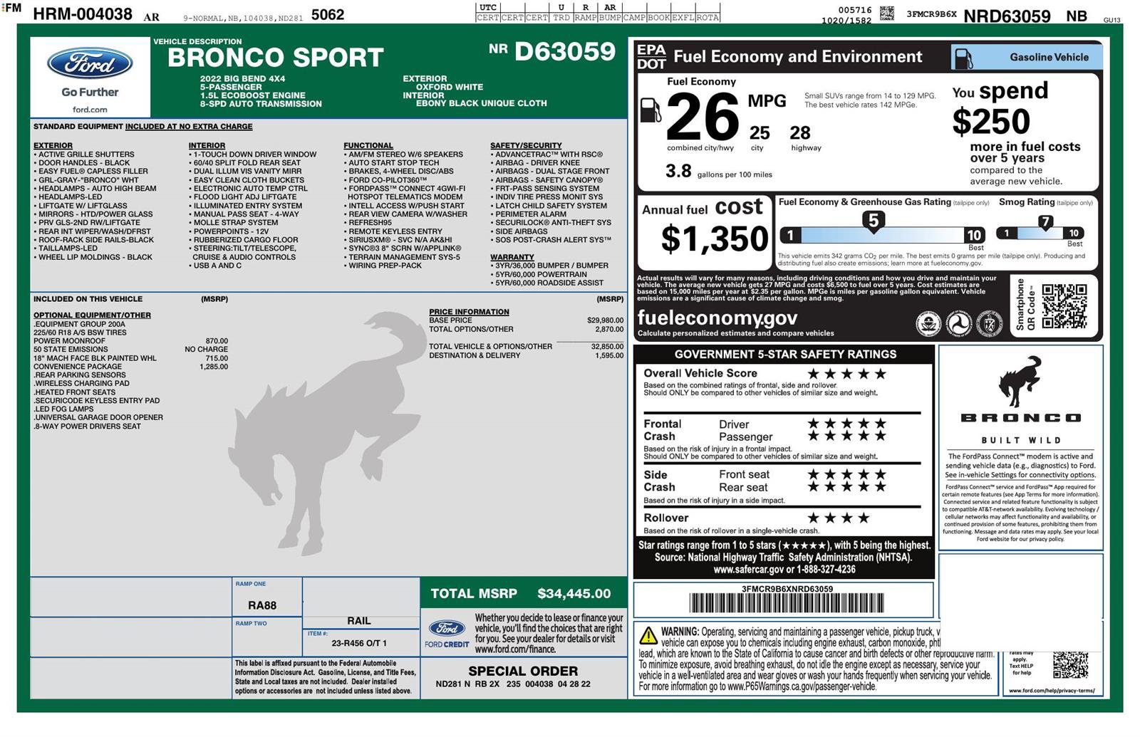 Used 2022 Ford Bronco Sport Big Bend w/ Convenience Package AWD/4WD image 12