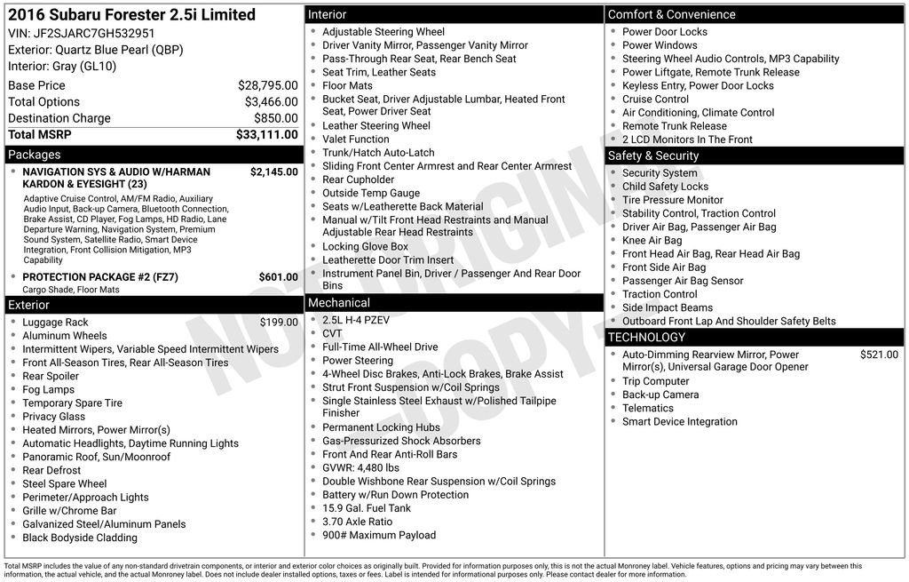 Used 2016 Subaru Forester 2.5i Limited image 7