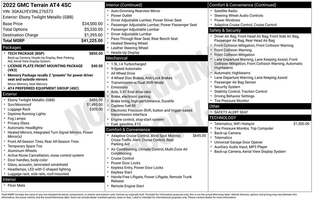 Used 2022 GMC Terrain AT4 w/ Tech Package image 39