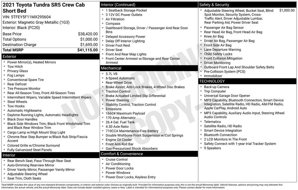 Used 2021 Toyota Tundra SR5 RWD image 2