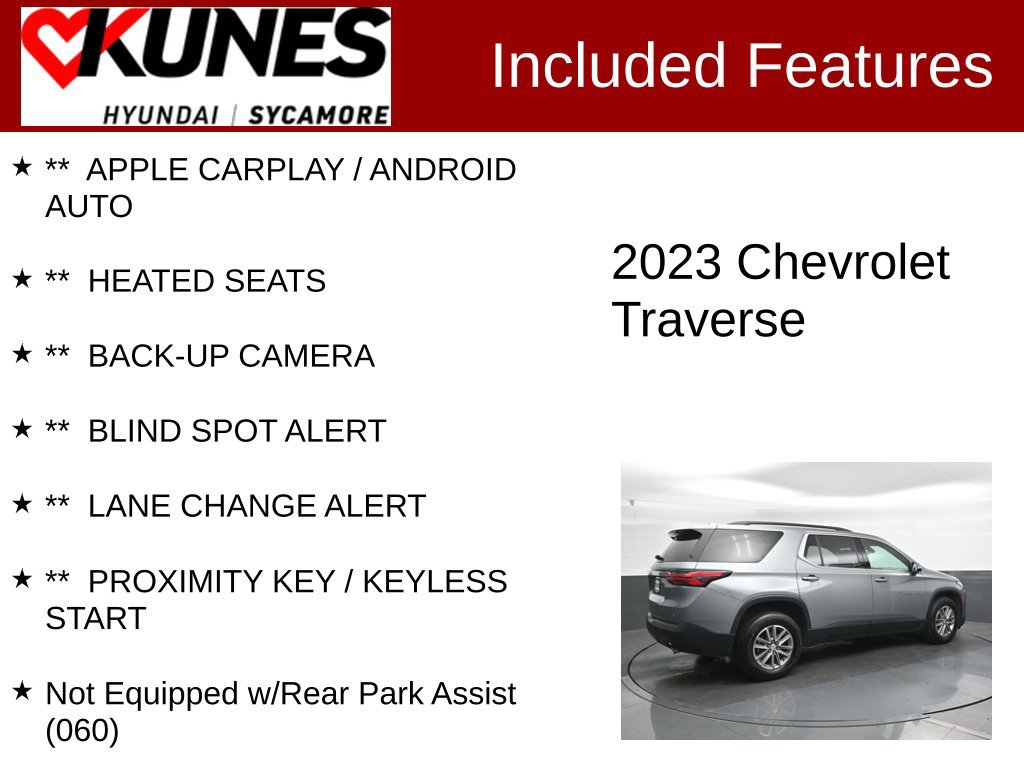 Used 2023 Chevrolet Traverse LT w/ LPO, Cargo Package AWD/4WD image 2