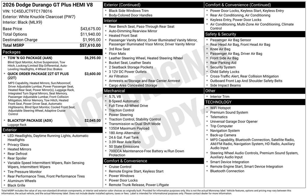 Used 2026 Dodge Durango GT w/ Tow 'N Go Package AWD/4WD image 9