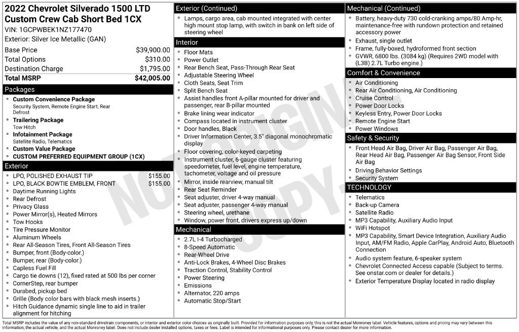 Used 2022 Chevrolet Silverado 1500 Custom RWD image 2