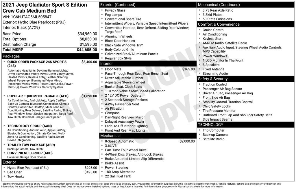 Used 2021 Jeep Gladiator Sport AWD/4WD image 5