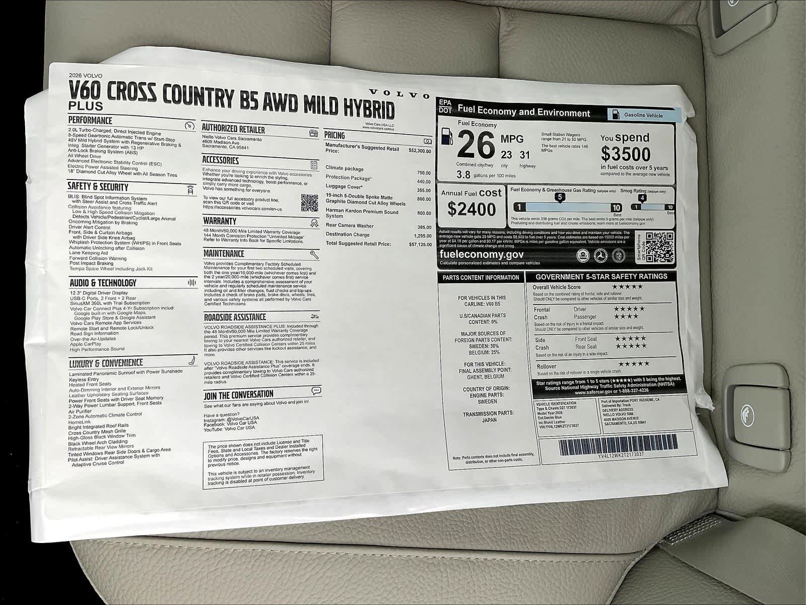 New 2026 Volvo V60 B5 Cross Country Plus w/ Climate Package image 36