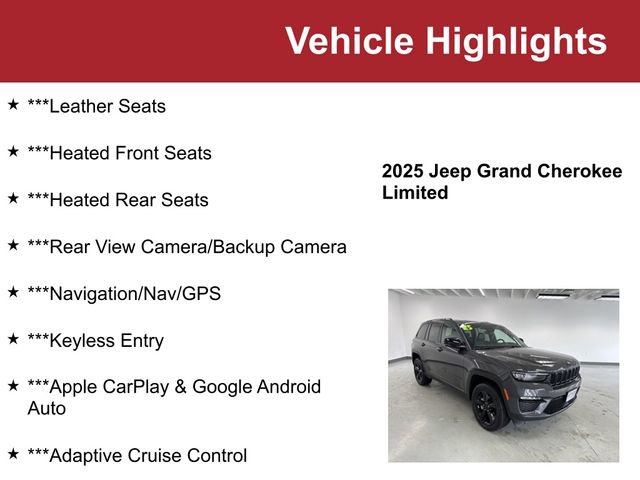Used 2025 Jeep Grand Cherokee Limited w/ Black Appearance Package AWD/4WD image 2