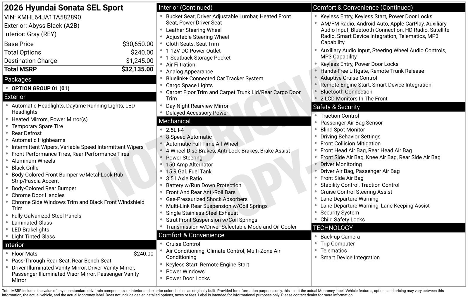 Certified 2026 Hyundai Sonata SEL AWD/4WD image 28