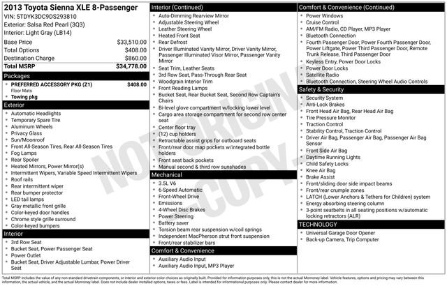 Used 2013 Toyota Sienna XLE w/ Preferred Accessory Pkg image 9