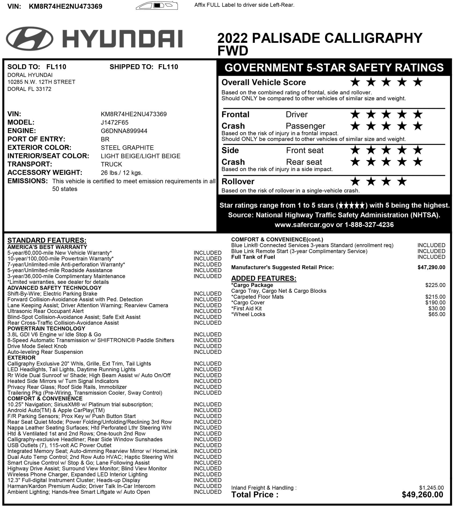 Used 2022 Hyundai Palisade Calligraphy w/ Cargo Package FWD image 5