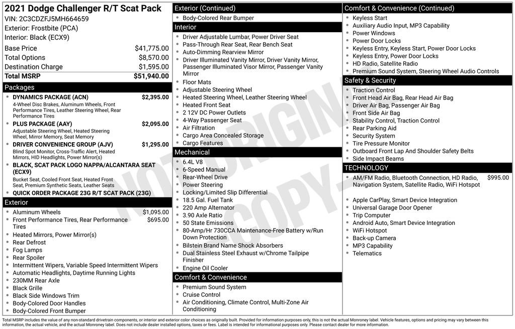 Used 2021 Dodge Challenger R/T Scat Pack w/ Dynamics Package RWD image 22