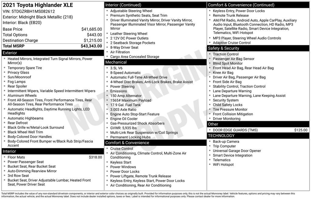 Used 2021 Toyota Highlander XLE image 2