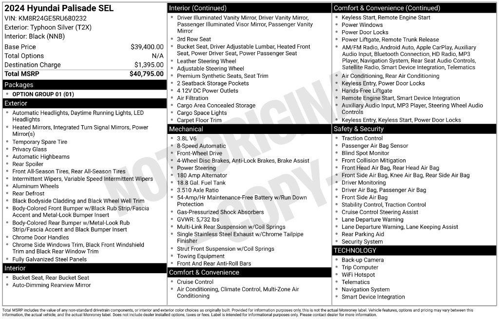 Used 2024 Hyundai Palisade SEL FWD image 45