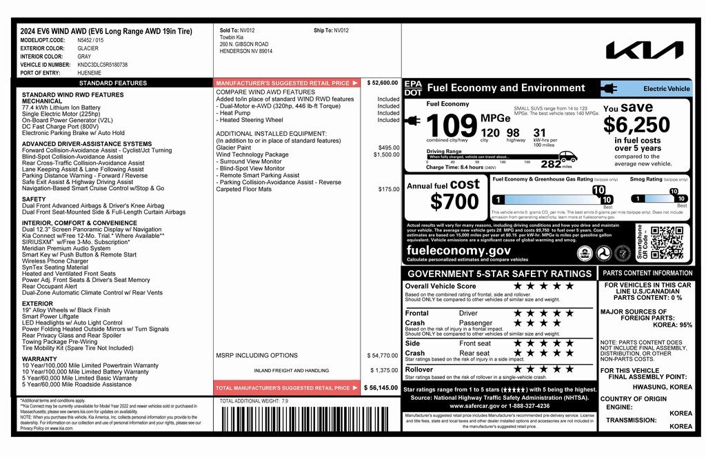 Used 2024 Kia EV6 Wind w/ Wind Technology Package image 4