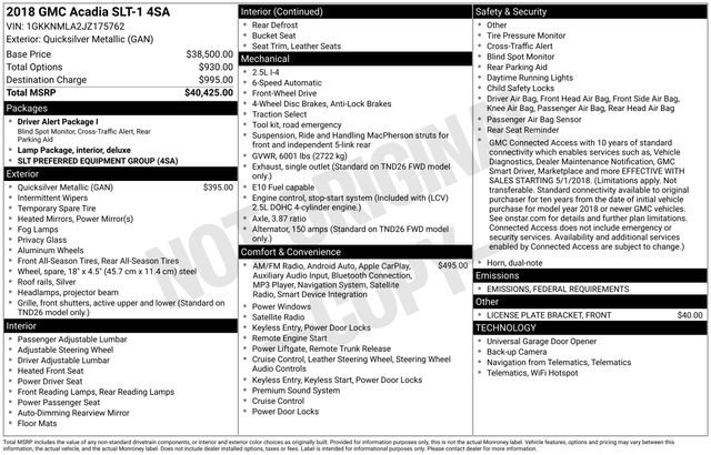 Used 2018 GMC Acadia SLT image 43