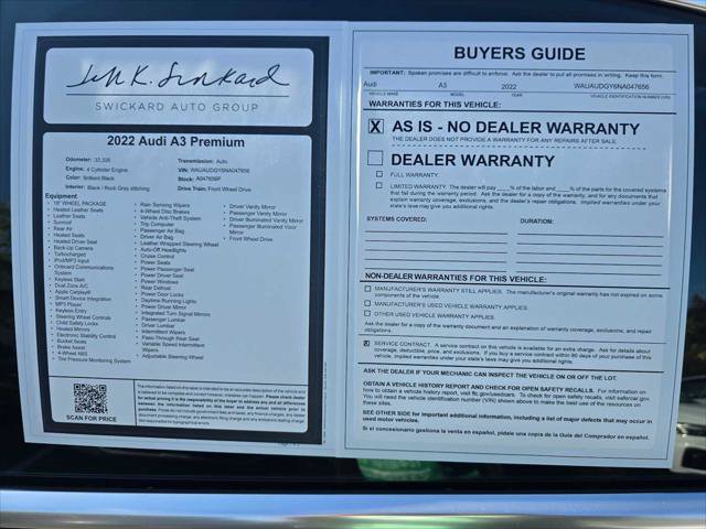 Used 2022 Audi A3 2.0T Premium w/ 18" Wheel Package FWD image 15
