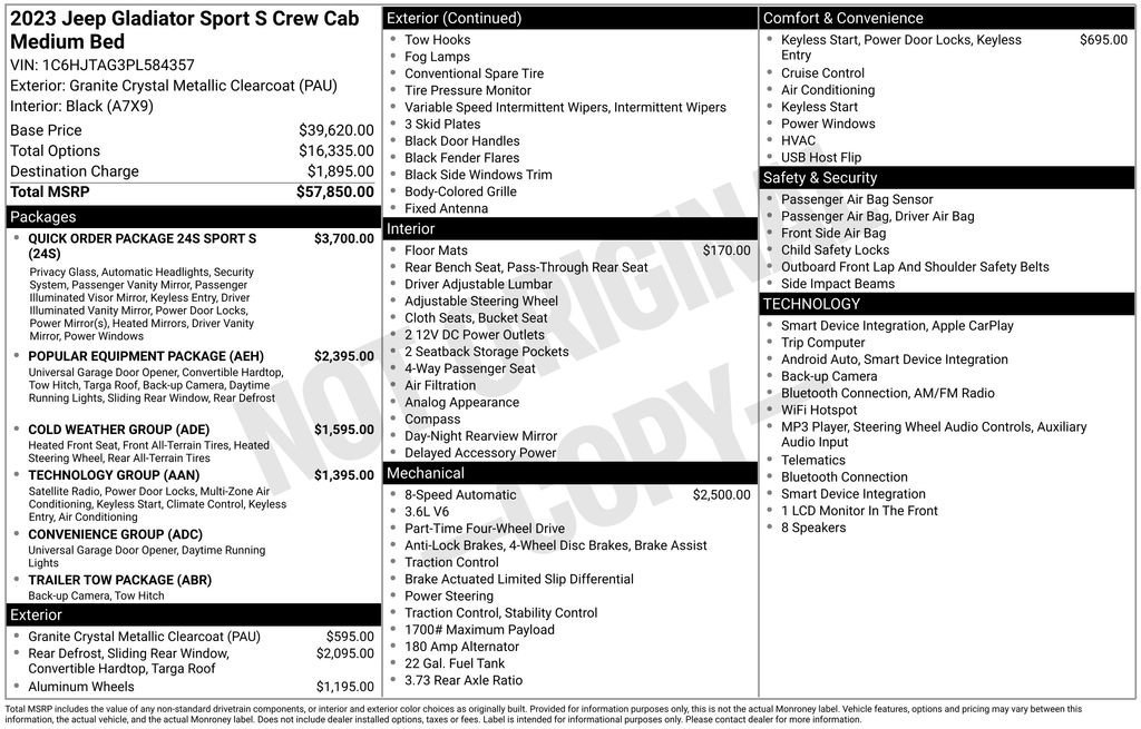 Used 2023 Jeep Gladiator Sport AWD/4WD image 37