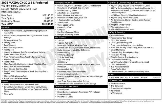 Used 2025 MAZDA CX-30 AWD 2.5 S w/ Preferred Package image 6