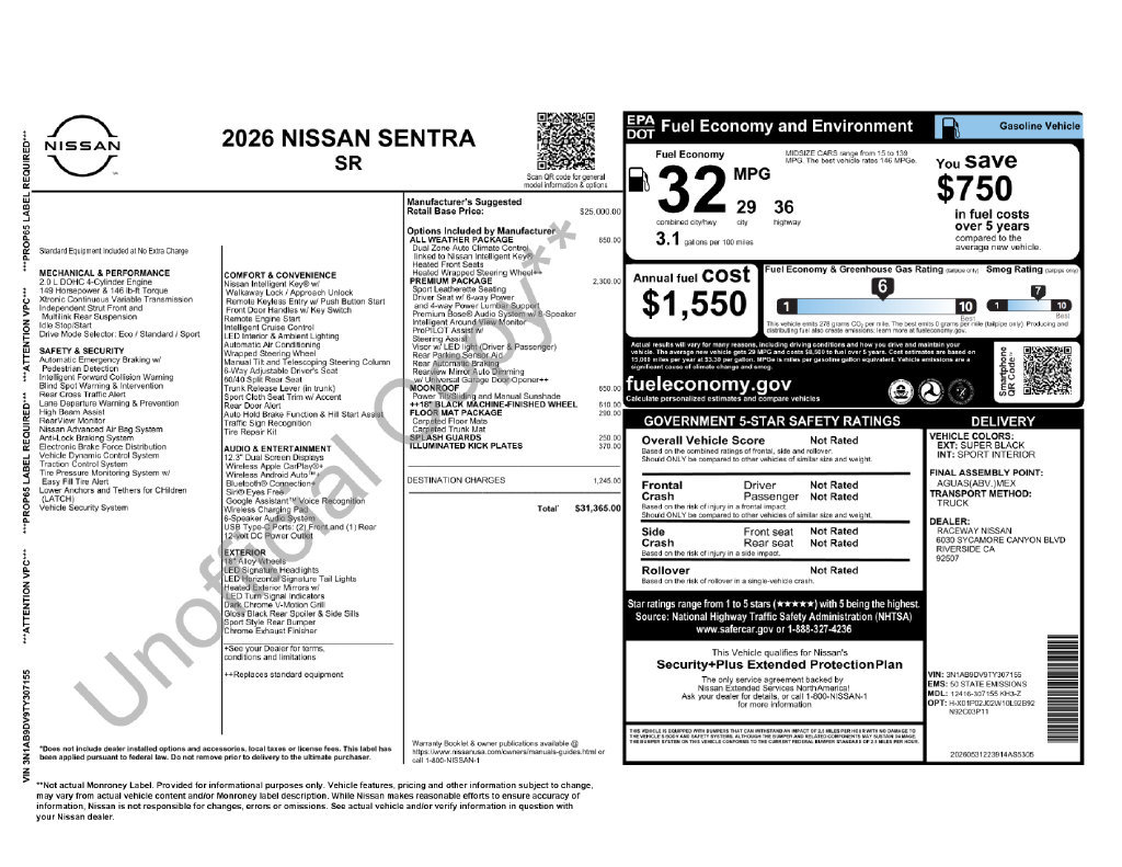 New 2026 Nissan Sentra SR w/ SR Premium Package FWD image 5