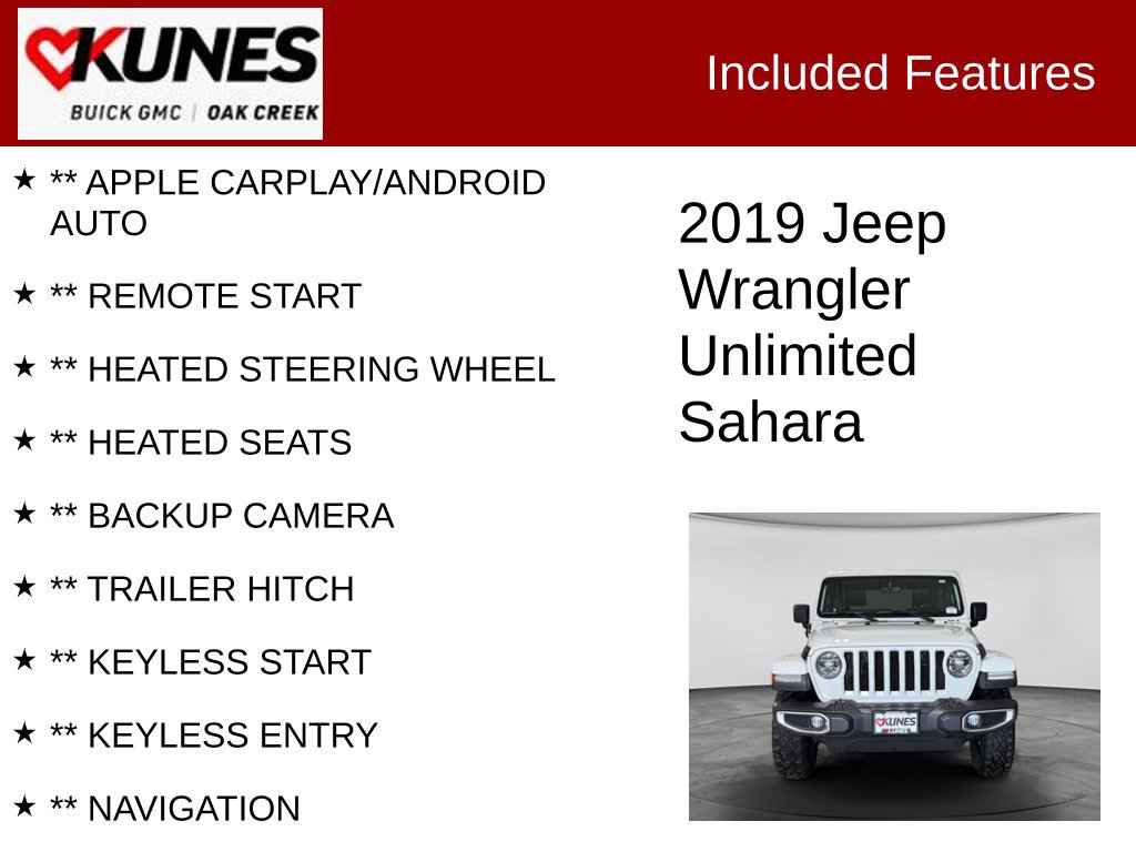 Used 2019 Jeep Wrangler Unlimited Sahara w/ Dual Top Group AWD/4WD image 2
