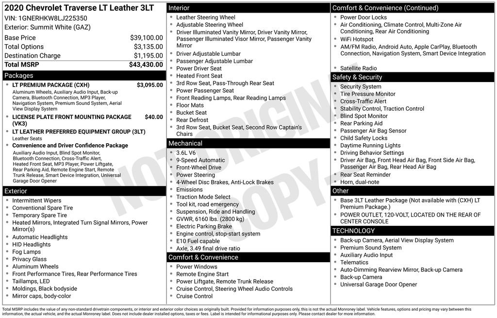 Used 2020 Chevrolet Traverse LT w/ LT Premium Package image 4