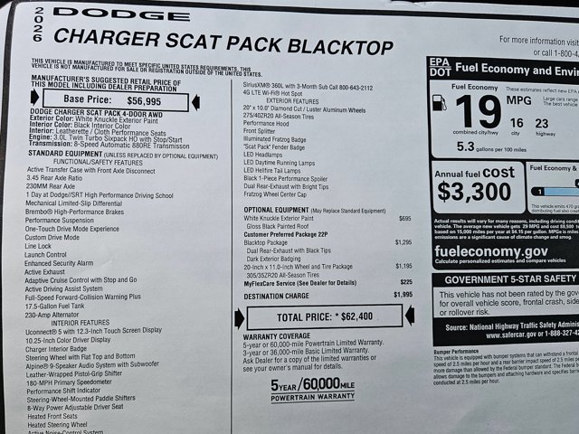 New 2026 Dodge Charger Scat Pack w/ Blacktop Package AWD/4WD image 18