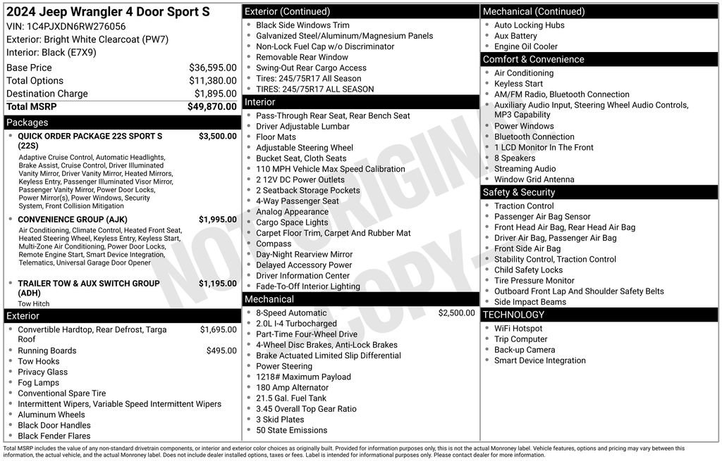 Used 2024 Jeep Wrangler Unlimited Sport AWD/4WD image 4