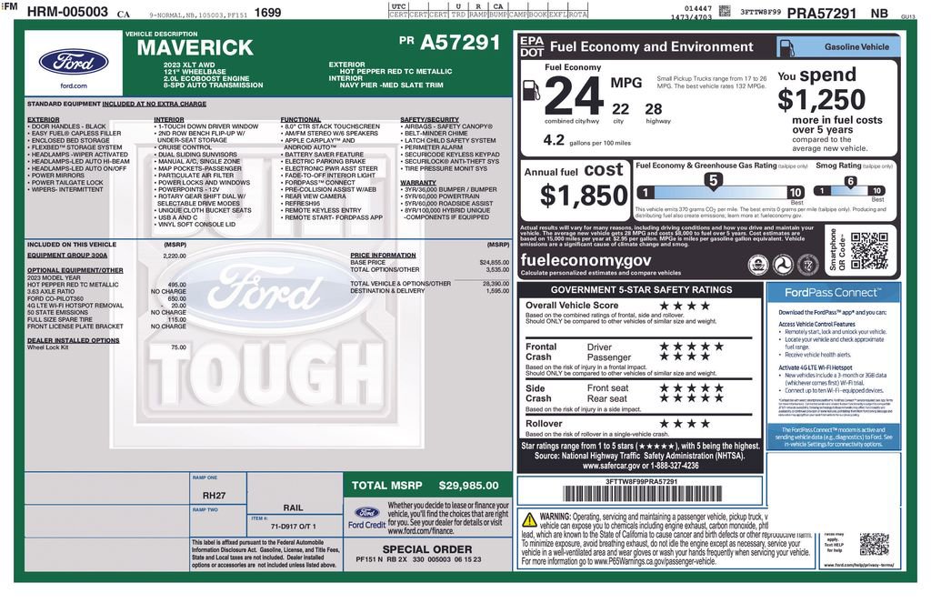 Used 2023 Ford Maverick XLT w/ Equipment Group 300A Standard AWD/4WD image 3
