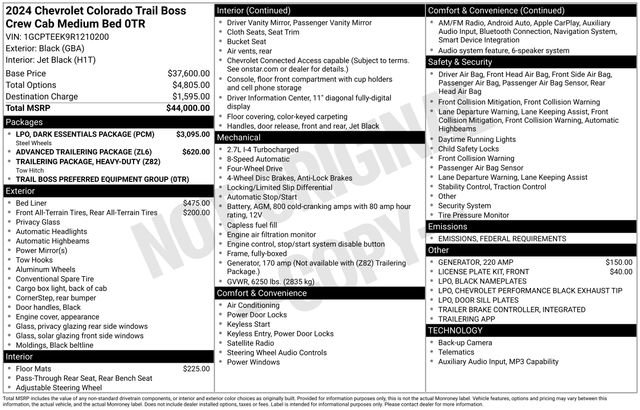 Used 2024 Chevrolet Colorado Trail Boss w/ LPO, Dark Essentials Package image 29