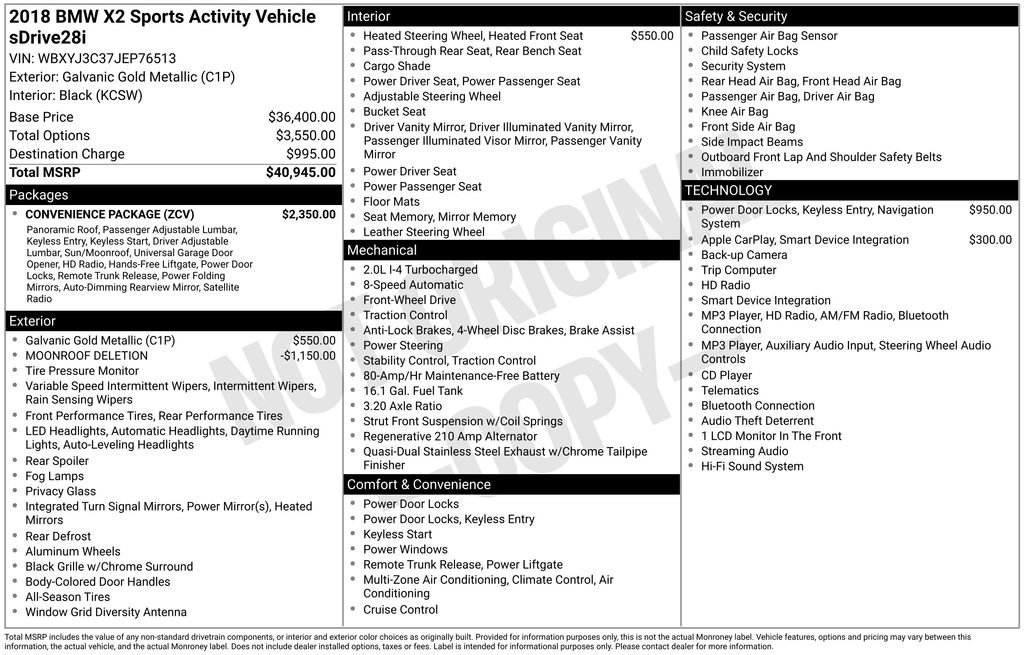 Used 2018 BMW X2 sDrive28i w/ Convenience Package FWD image 37