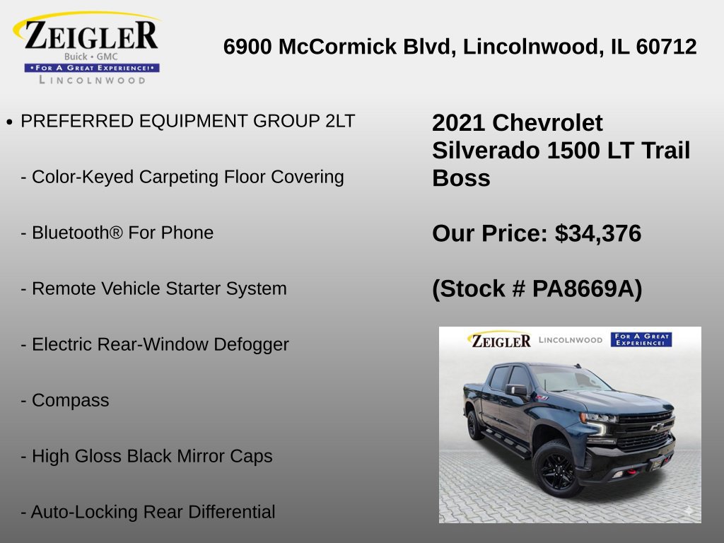 Certified 2021 Chevrolet Silverado 1500 LT Trail Boss w/ Convenience Package II AWD/4WD image 12