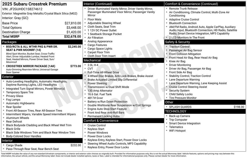 Certified 2025 Subaru Crosstrek 2.0i Premium AWD/4WD image 6