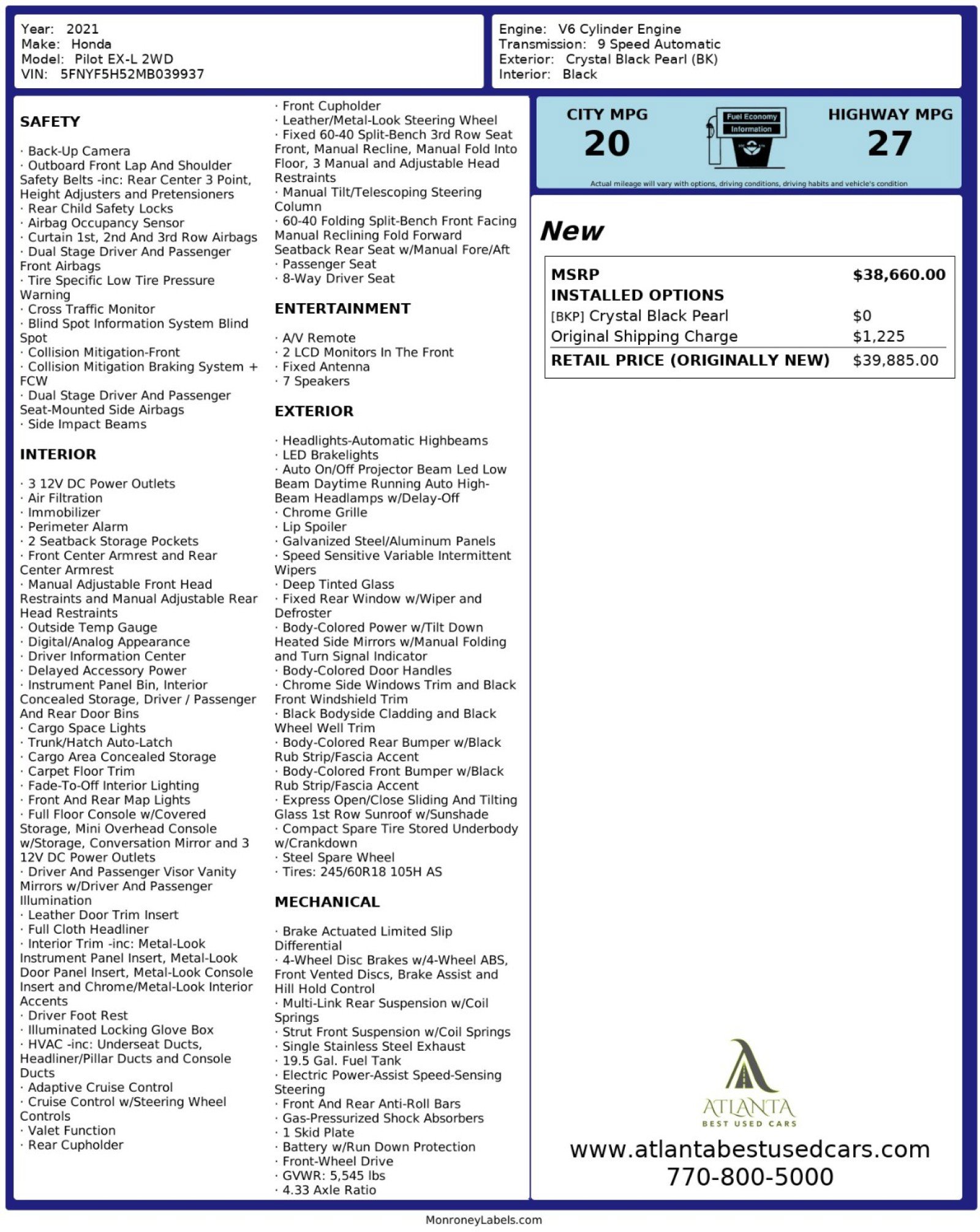 Used 2021 Honda Pilot EX-L image 56