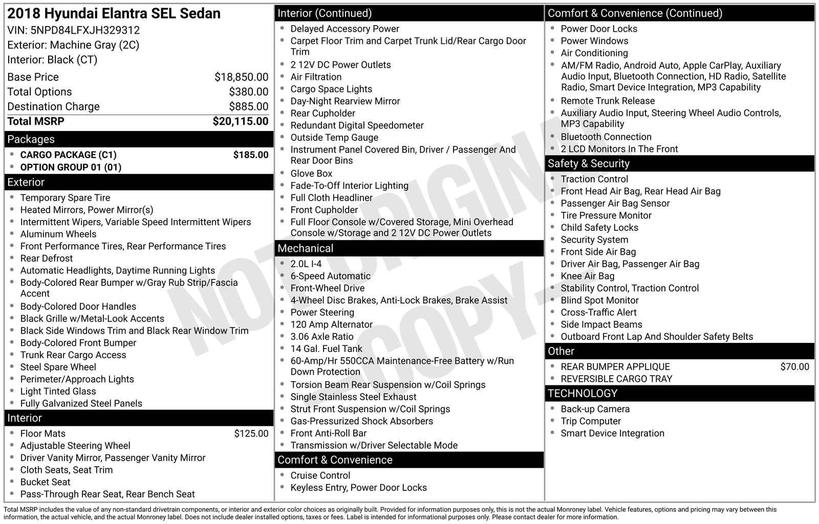 Used 2018 Hyundai Elantra SEL w/ Cargo Package FWD image 6
