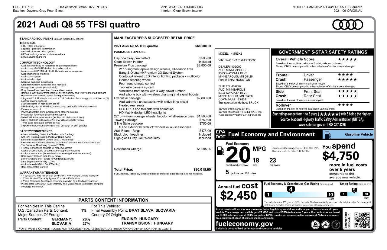 Used 2021 Audi Q8 Premium Plus w/ Premium Plus Package image 3