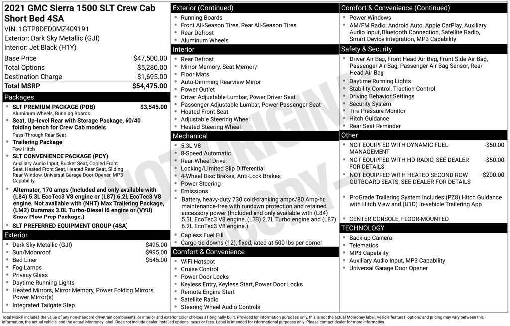 Used 2021 GMC Sierra 1500 SLT w/ SLT Premium Package RWD image 7