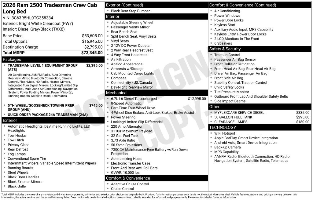 New 2026 RAM 2500 Tradesman AWD/4WD image 5